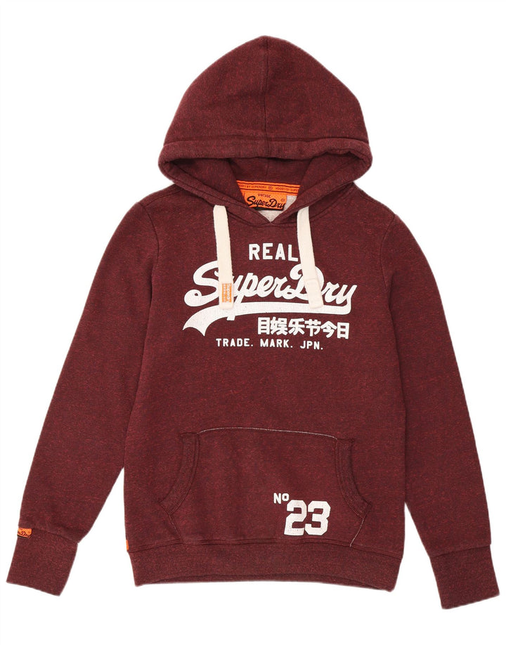 Superdry Womens Graphic Hoodie Jumper UK 14 Medium Burgundy Polyester