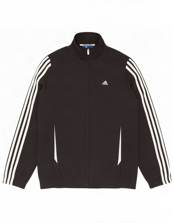 Adidas Boys Graphic Tracksuit Top Jacket 11-12 Years Black Polyester