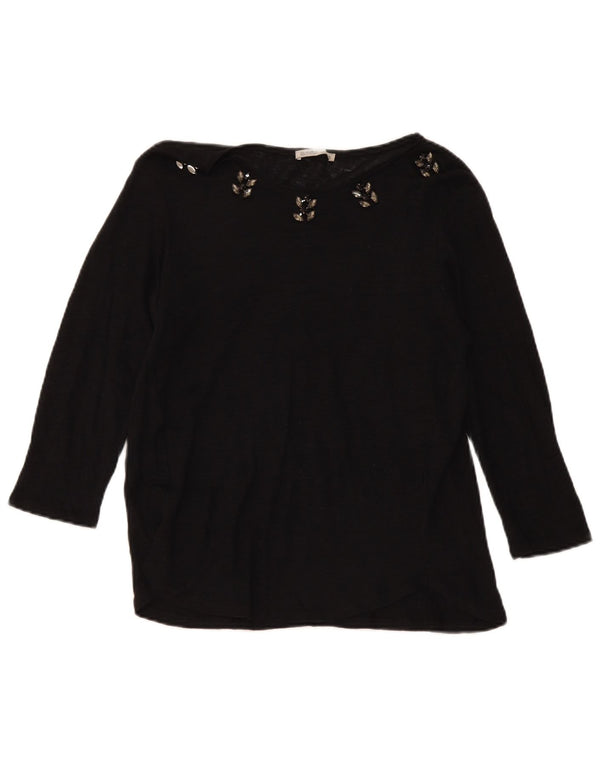 Zara Womens Top Long Sleeve UK 14 Large Black