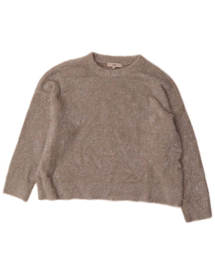 Marks & Spencer Womens Oversized Crew Neck Jumper Sweater UK 16 Large Grey