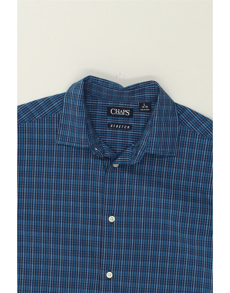 CHAPS Boys Shirt 14-15 Years Large Blue Check Cotton | Vintage Chaps | Thrift | Second-Hand Chaps | Used Clothing | Messina Hembry 