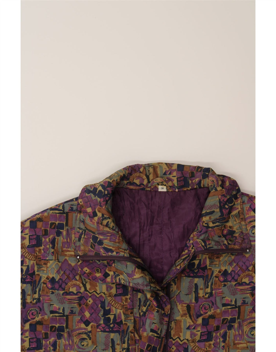 VINTAGE Womens Windbreaker Coat EU 38 Medium Purple Colourblock Vintage Vintage and Second-Hand Vintage from Messina Hembry 