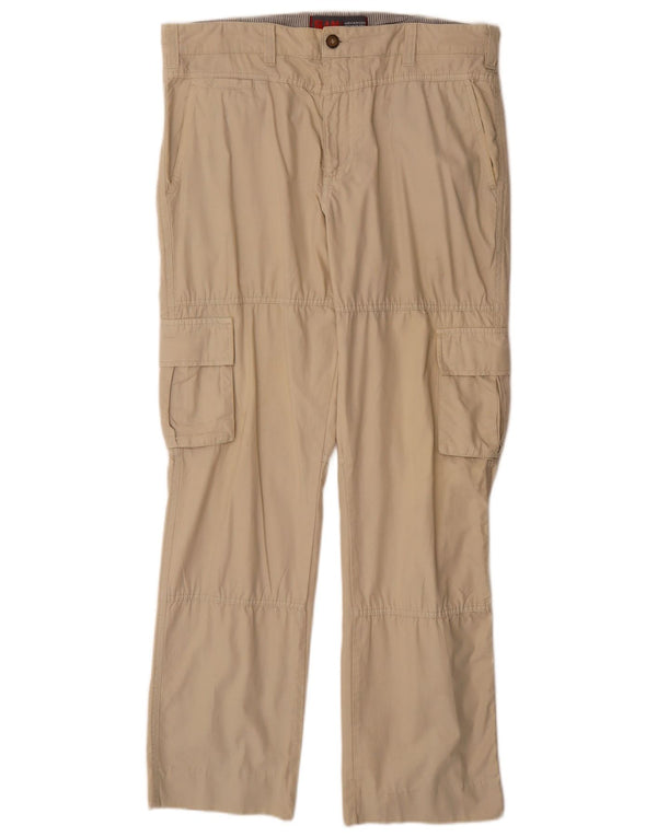 Slam Mens Straight Cargo Trousers IT 52 XL W36 L32 Off White Cotton