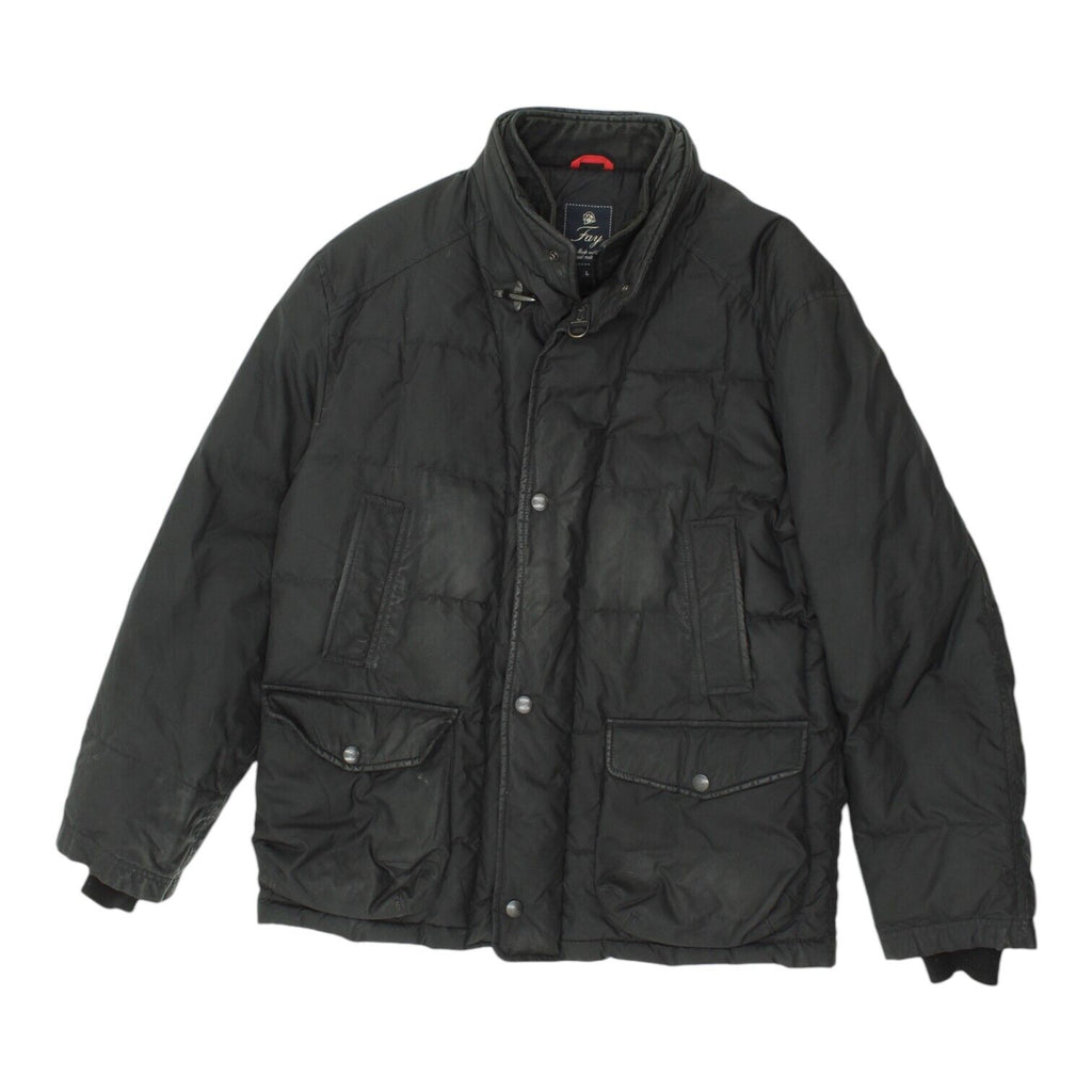Fay Mens Black Double Collar Padded Jacket | Vintage High End Designer VTG | Vintage Messina Hembry | Thrift | Second-Hand Messina Hembry | Used Clothing | Messina Hembry 