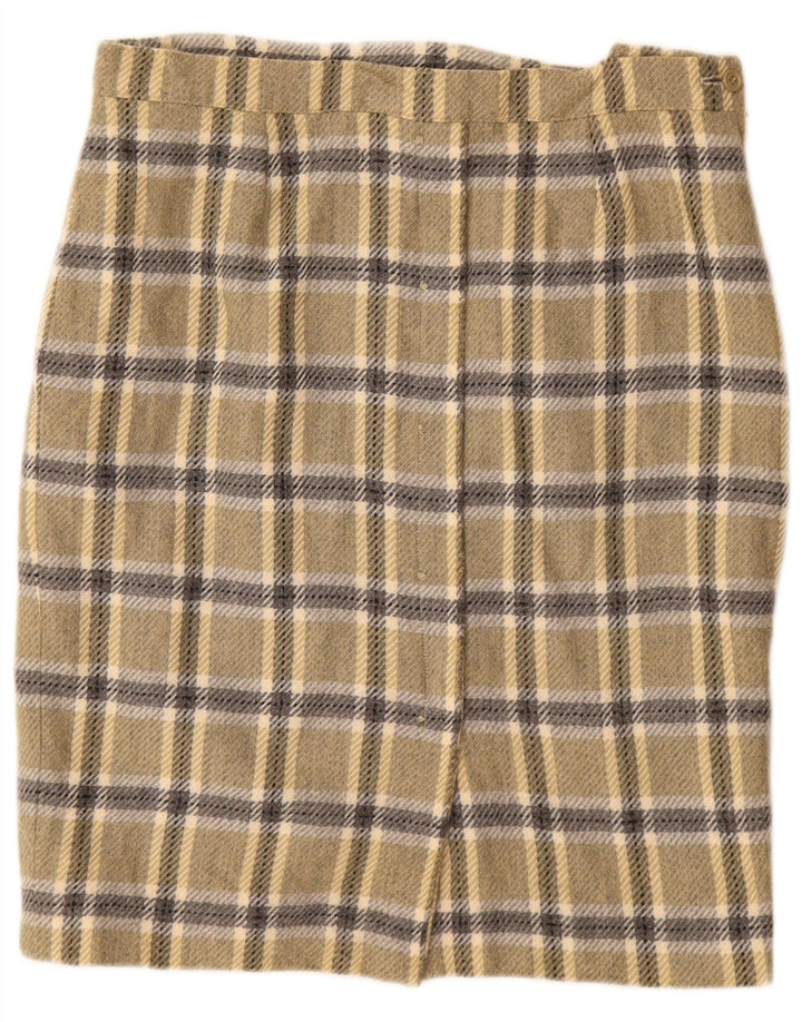 Vintage Womens Pencil Skirt W30 Medium Khaki Check