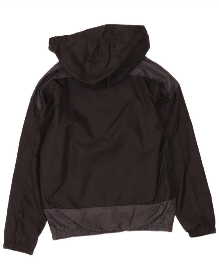 PUMA Girls Graphic Hooded Rain Jacket 7-8 Years Black Colourblock Nylon