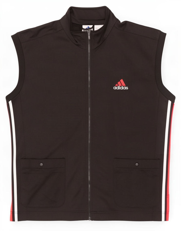 Adidas Mens Sleeveless Tracksuit Top Jacket Large Black Polyester