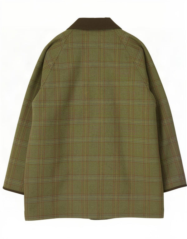 Chrysalis Mens Utility Jacket UK 44 2XL Khaki Plaid Wool