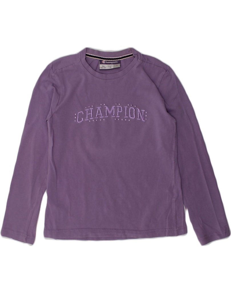 CHAMPION Girls Graphic Top Long Sleeve 7-8 Years Purple Cotton | Vintage Champion | Thrift | Second-Hand Champion | Used Clothing | Messina Hembry 