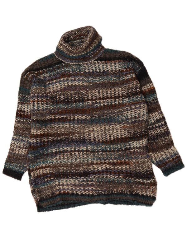 ZARA Womens Roll Neck Jumper Sweater UK 14 Medium Multicoloured Striped