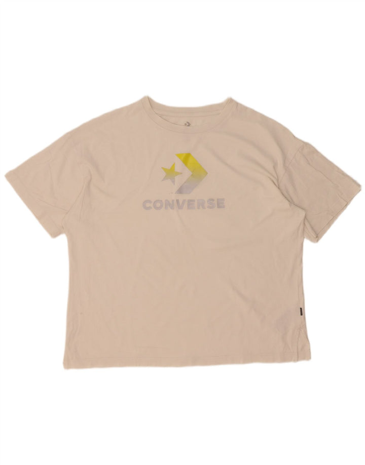 Converse Mens Oversized Graphic T-Shirt Top Large White Cotton