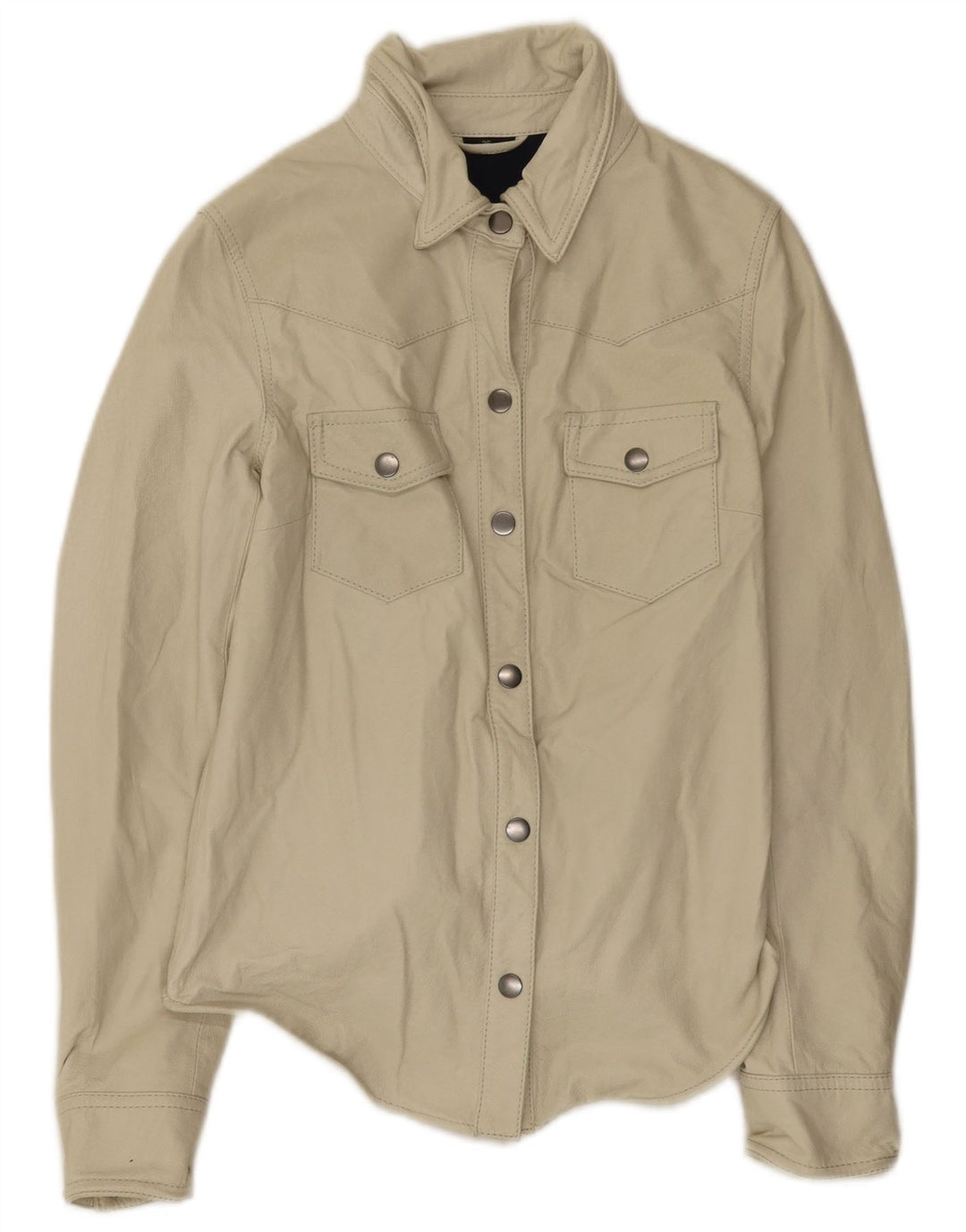 Vintage Womens Leather Jacket EU 36 Small Beige