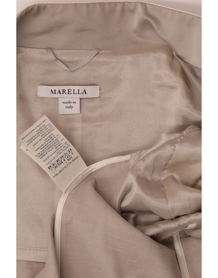Marella Womens Blazer Open Blazer Jacket UK 16 Large Grey Viscose