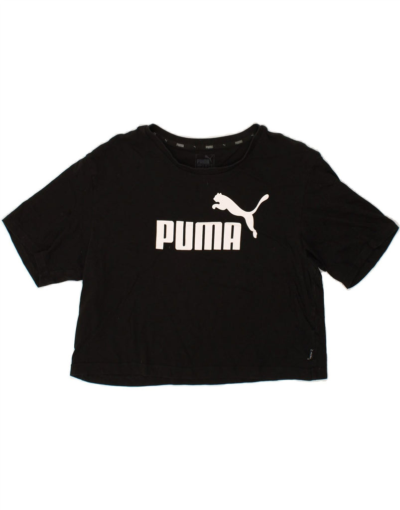 PUMA Womens Crop Graphic T-Shirt Top UK 12 Medium  Black | Vintage Puma | Thrift | Second-Hand Puma | Used Clothing | Messina Hembry 