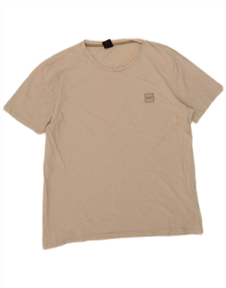 Hugo Boss Mens T-Shirt Top XL Beige Cotton