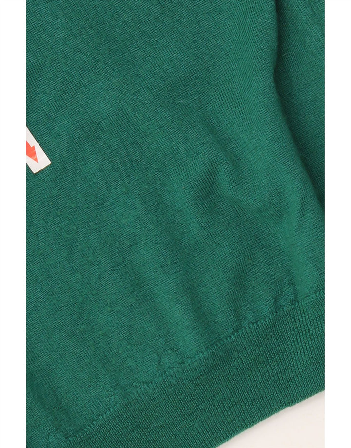Liu Jo Womens Crew Neck Jumper Sweater UK 12 Medium Green Virgin Wool