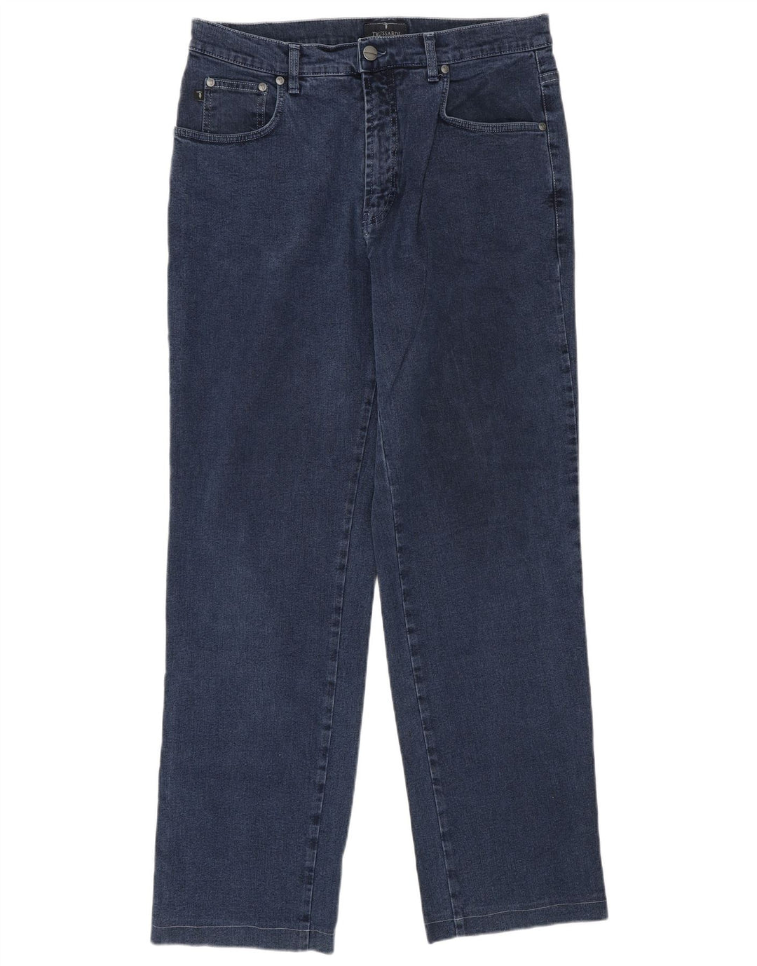 Trussardi Mens Straight Jeans W34 L30 Navy Blue Cotton