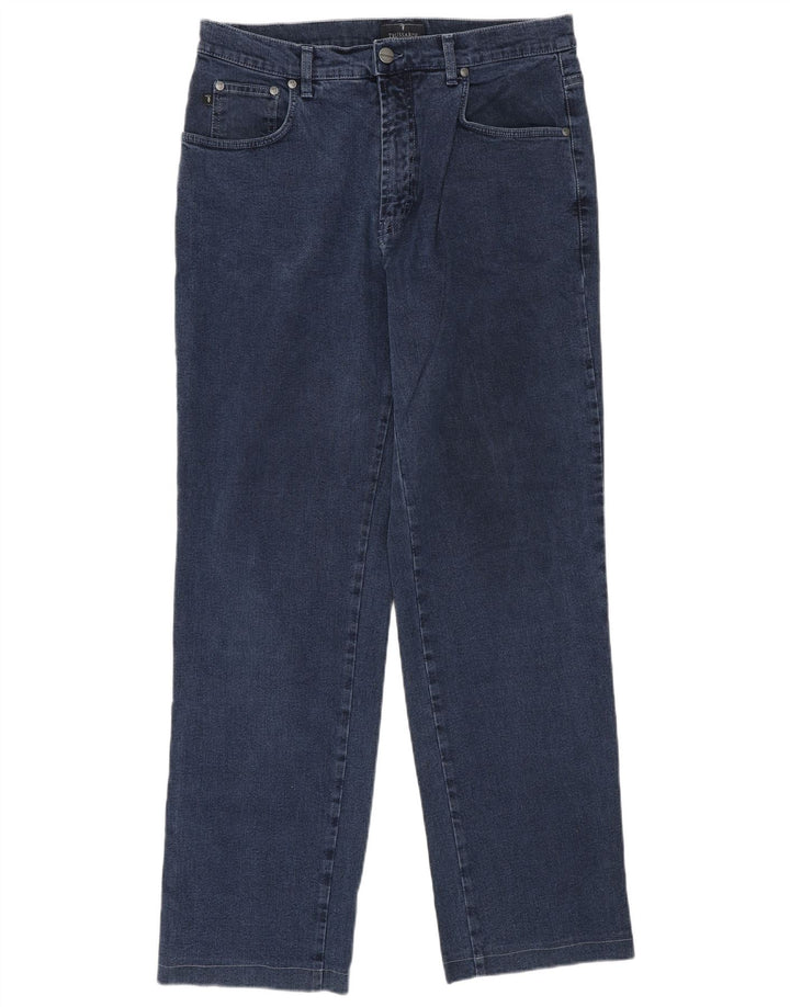 Trussardi Mens Straight Jeans W34 L30 Navy Blue Cotton