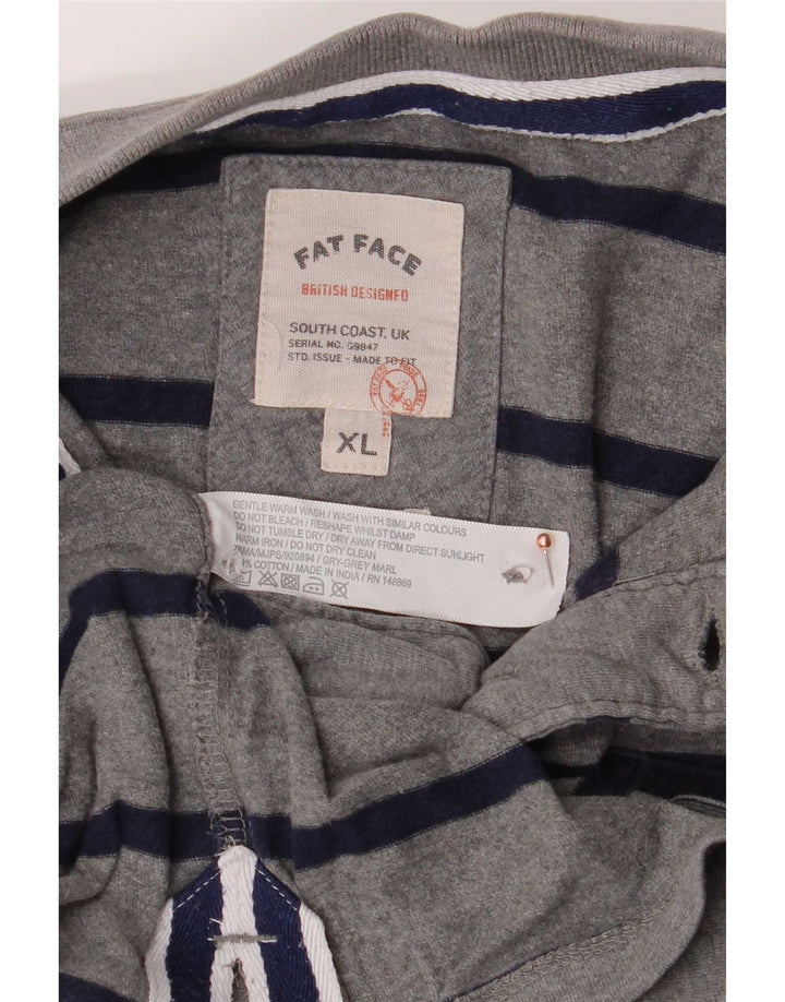 Fat Face Mens Polo Shirt XL Grey Striped Cotton