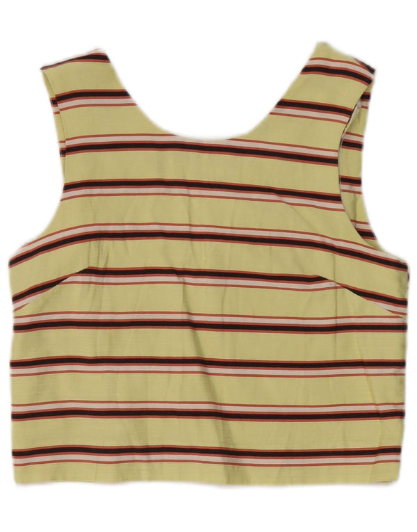 Maison Scotch Womens Sleeveless Crop Top UK 10 Small Yellow Striped