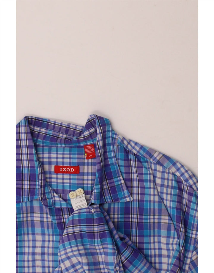 IZOD Mens Short Sleeve Shirt Large Blue Check Cotton Vintage Izod and Second-Hand Izod from Messina Hembry 