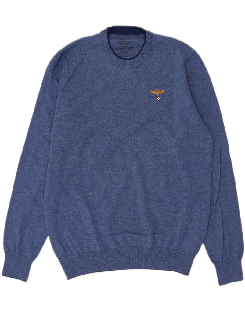AERONAUTICA MILITARE Womens Crew Neck Jumper Sweater UK 18 XL Blue Wool Vintage Aeronautica Militare and Second-Hand Aeronautica Militare from Messina Hembry 