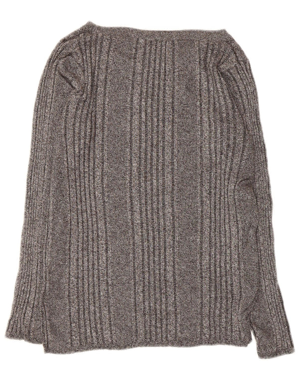 Marks & Spencer Womens Boat Neck Jumper Sweater UK 12 Medium Grey Flecked