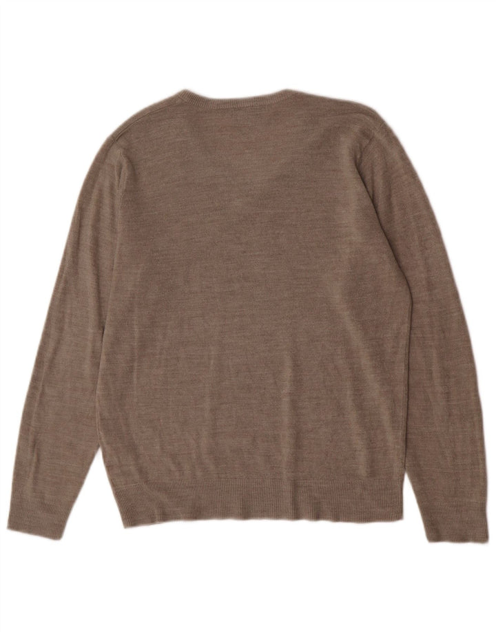 Marks & Spencer Mens Regular Fit V-Neck Jumper Sweater Medium Beige Flecked