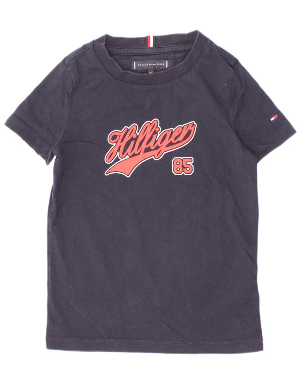 Tommy Hilfiger Boys Graphic T-Shirt Top 3-4 Years Navy Blue Cotton
