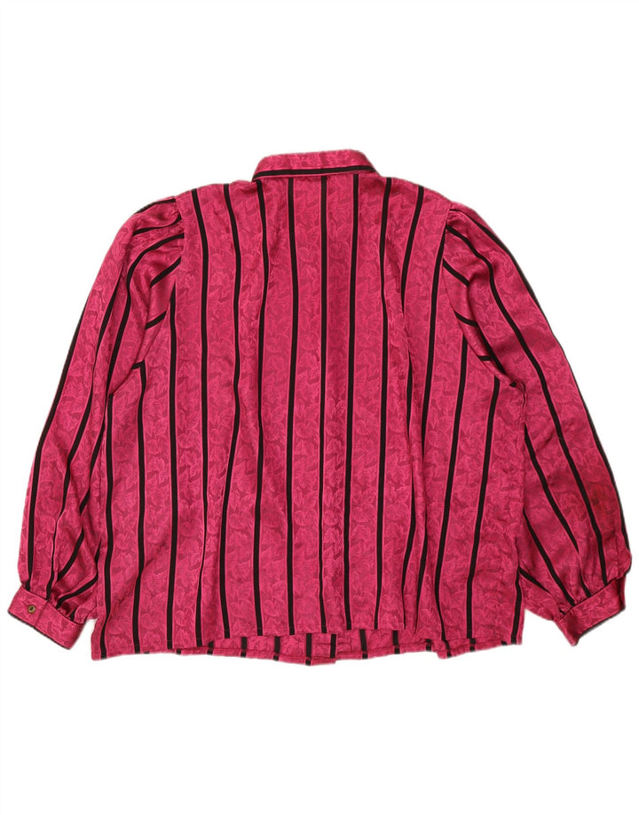 Vintage Womens Oversized Shirt Blouse IT 52 2XL Pink Striped Polyester