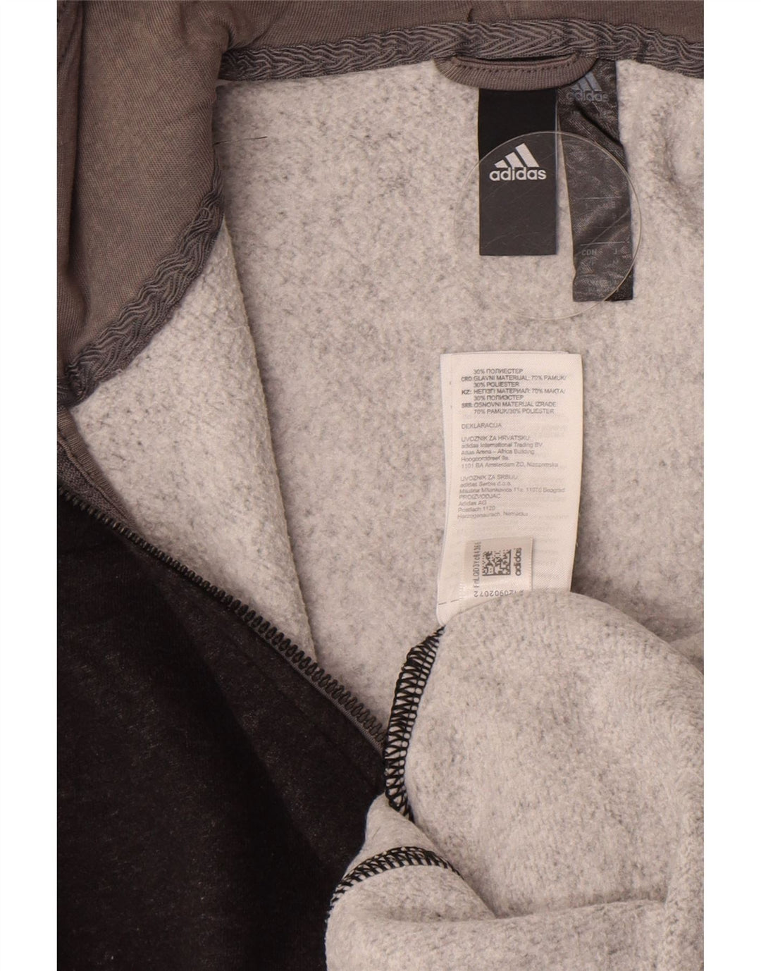Adidas Mens Zip Hoodie Sweater Small Grey Cotton