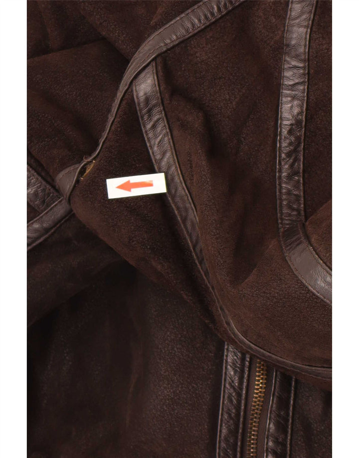 Conbipel Mens Sherpa Leather Jacket UK 40 Large Brown