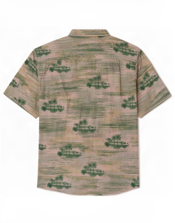 Vintage Mens Graphic Short Sleeve Shirt 2XL Green Cotton Hawaiian