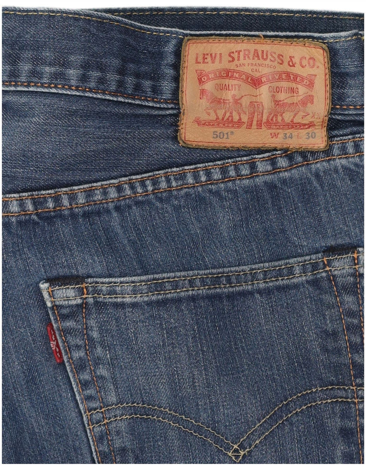 Levi's Mens 501 Straight Jeans W34 L30 Navy Blue Cotton