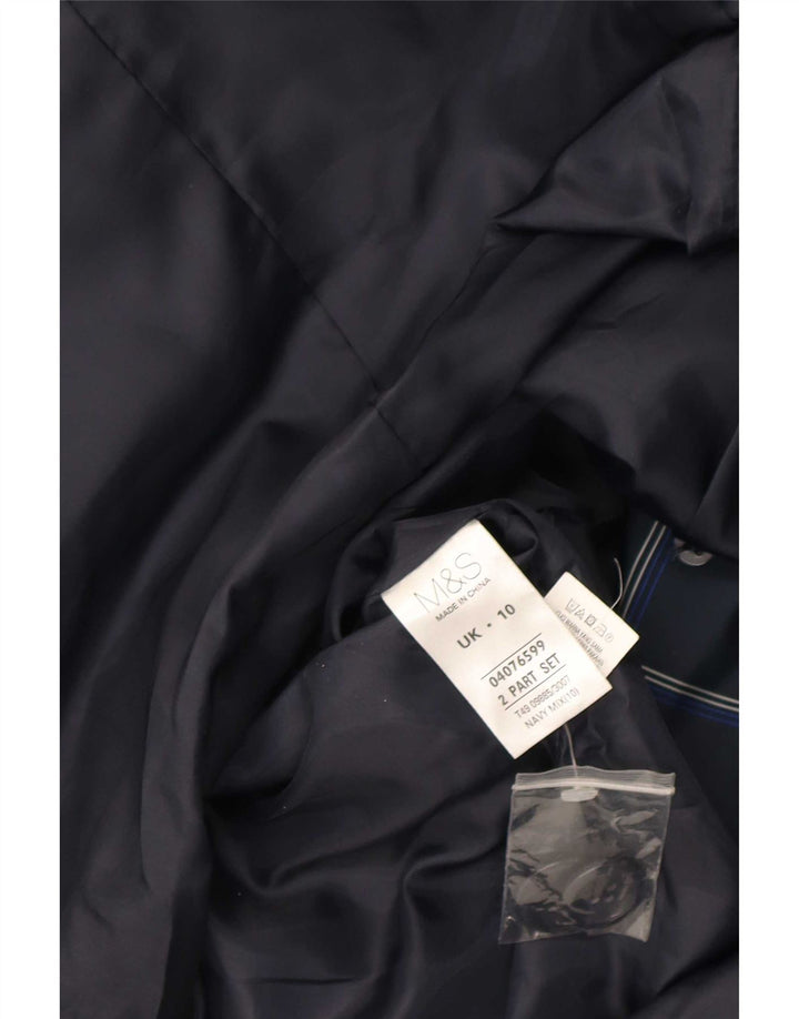 Marks & Spencer Womens Trench Coat UK 10 Small  Navy Blue Check Polyester
