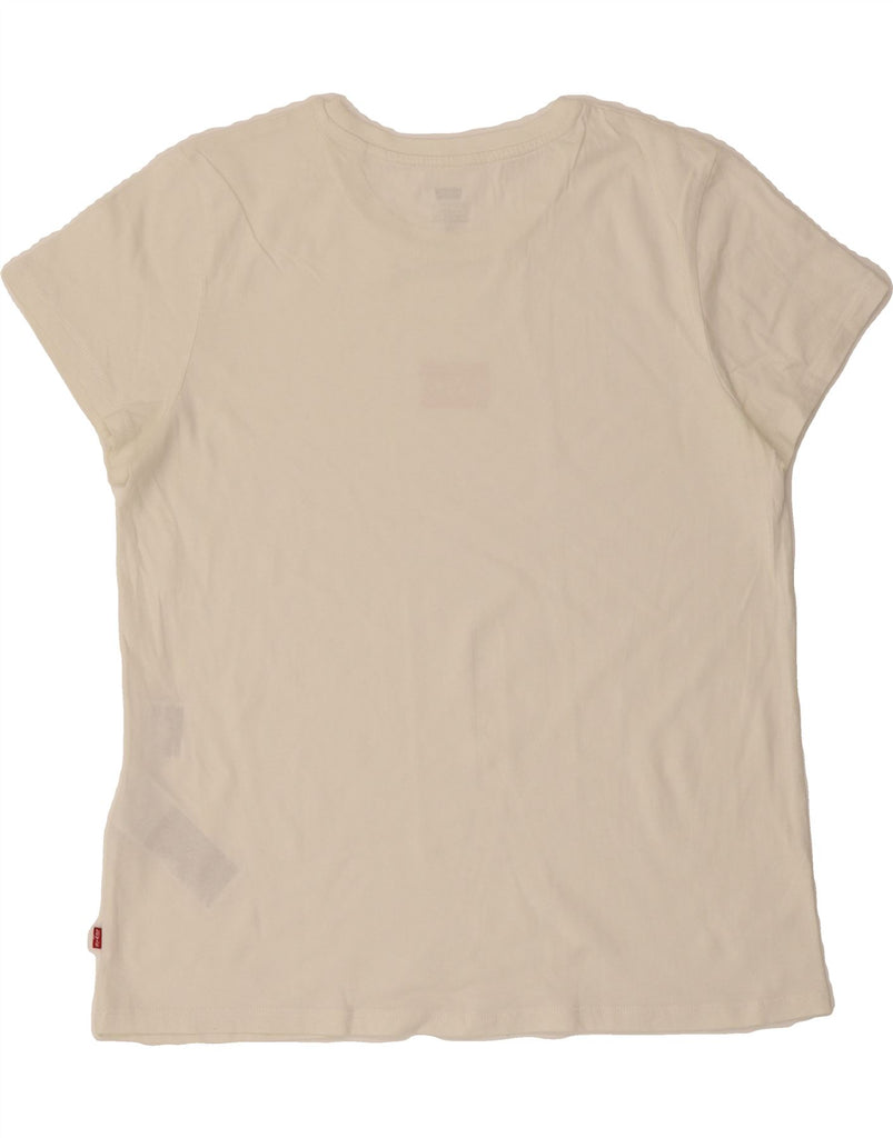 LEVI'S Womens T-Shirt Top UK 16 Large Off White Cotton Vintage Levi's and Second-Hand Levi's from Messina Hembry 