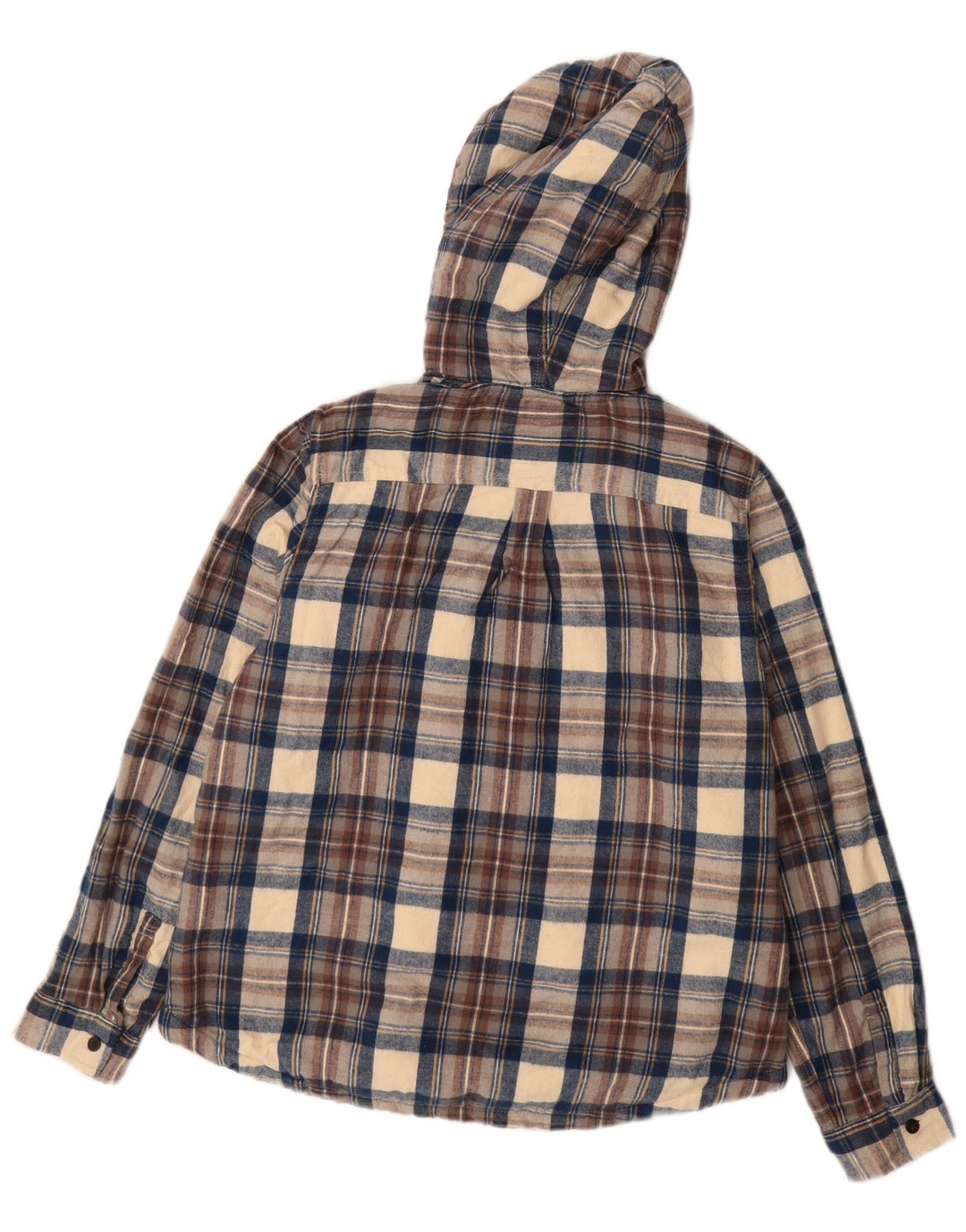 L.L.Bean Mens Relaxed Fit Sherpa Jacket UK 36 Small Navy Blue Check Cotton