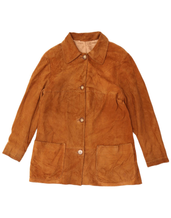 Vintage Womens Suede Jacket UK 12 Medium Brown
