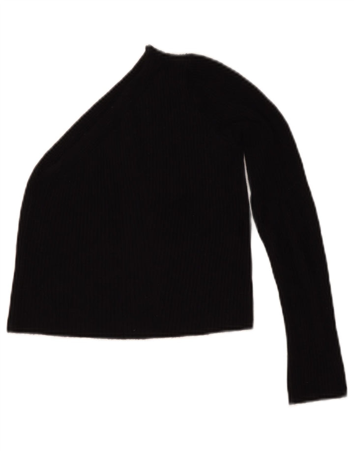 Zara Womens Crop One Shoulder Top UK 8 Small Black Viscose