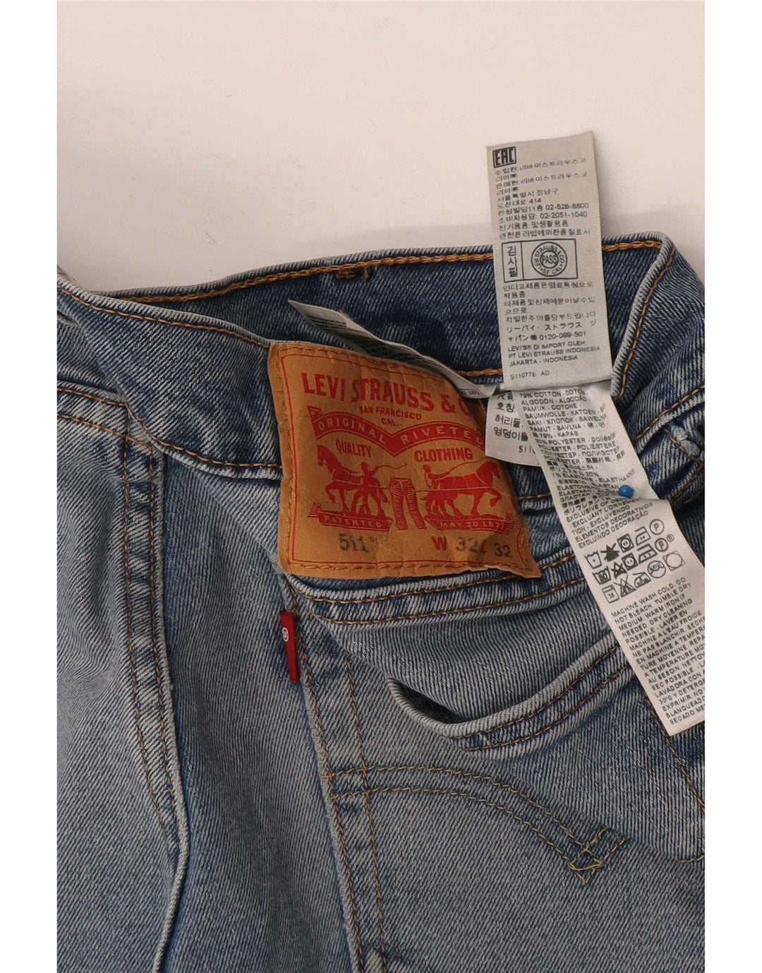 Levi's Mens 511 Slim Jeans W32 L32 Blue Cotton