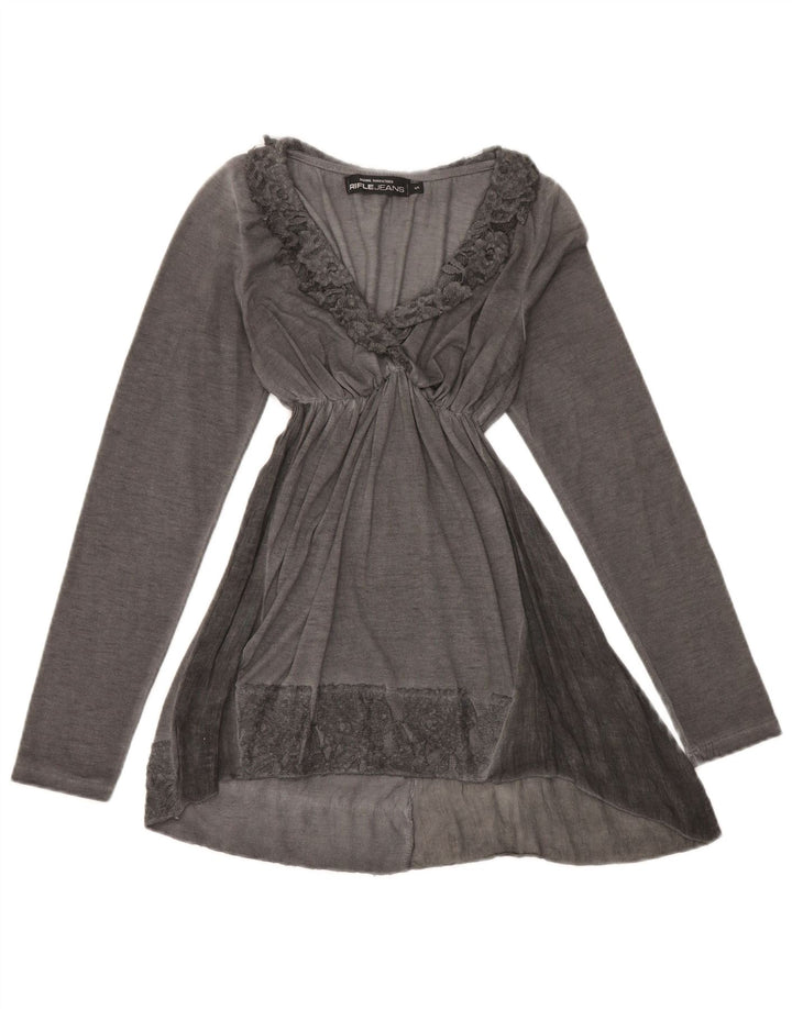 Rifle Womens Long Sleeve Tunic Top UK 8 Small Grey Polyester