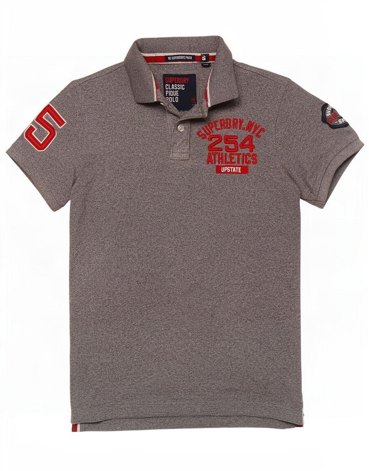 Superdry Mens Graphic Polo Shirt Small Grey Cotton