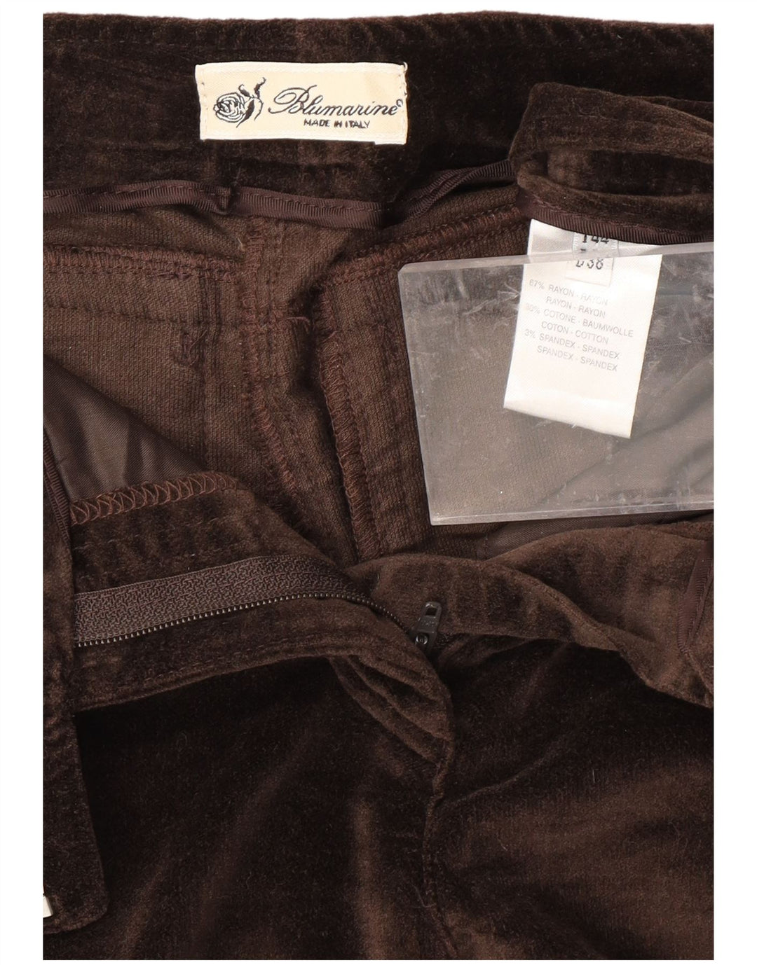 BLUMARINE Womens Velvet Slim Casual Trousers IT 44 Medium W32 L30 Brown