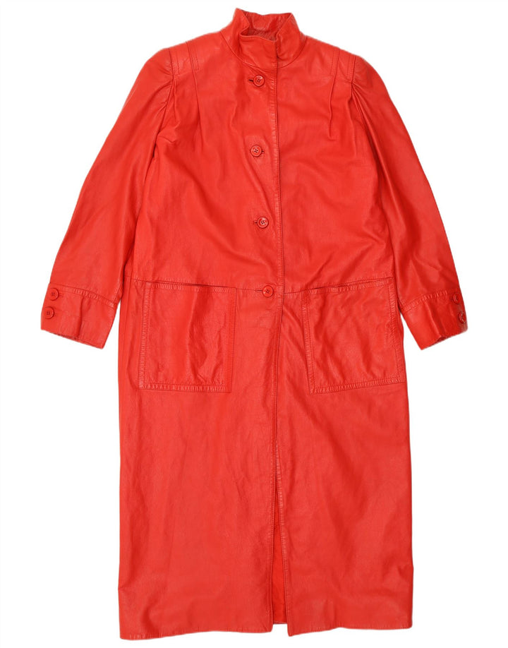 VINTAGE Womens Leather Coat UK 16 Large Red