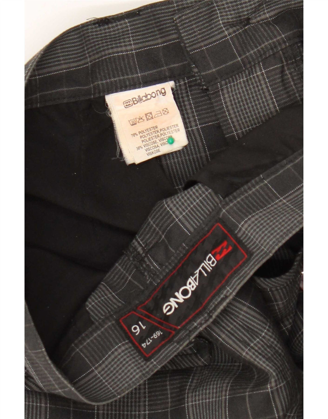 Billabong Boys Chino Shorts 15-16 Years W32 Grey Check Polyester