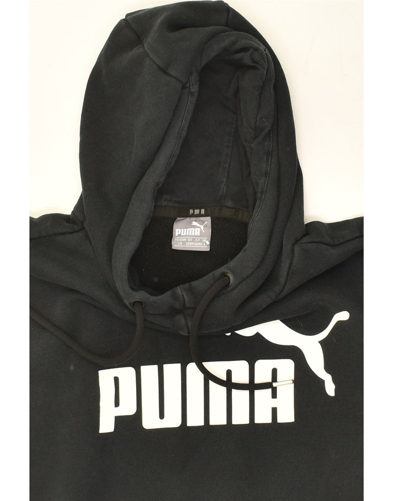 PUMA Mens Graphic Hoodie Jumper Large Black Cotton | Vintage Puma | Thrift | Second-Hand Puma | Used Clothing | Messina Hembry 