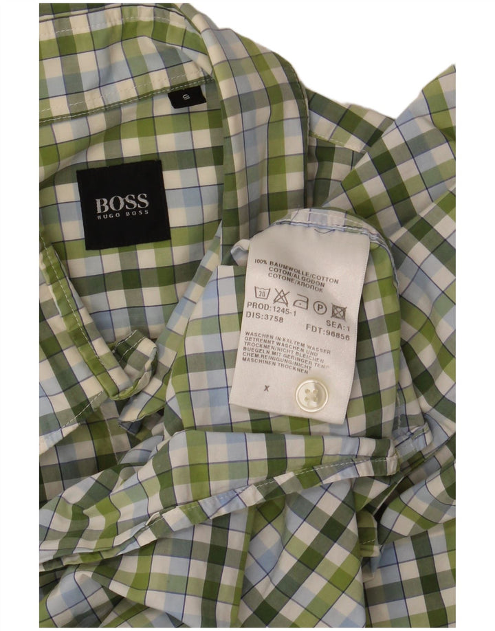 HUGO BOSS Mens Shirt Small Green Check Cotton