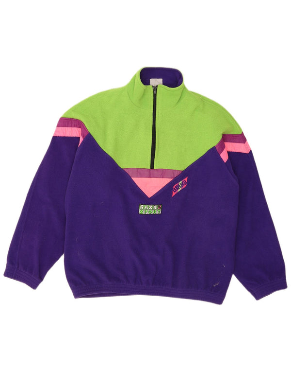 Brugi Mens Zip Neck Fleece Jumper Medium Purple Colourblock Polyester