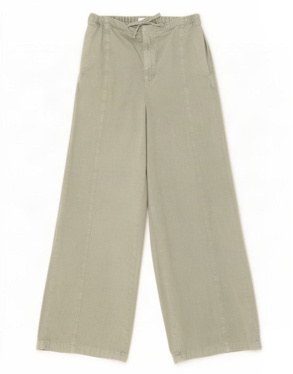 Zara Girls High Waist Wide Leg Trousers 13-14 Years W26 L28 Green Cotton