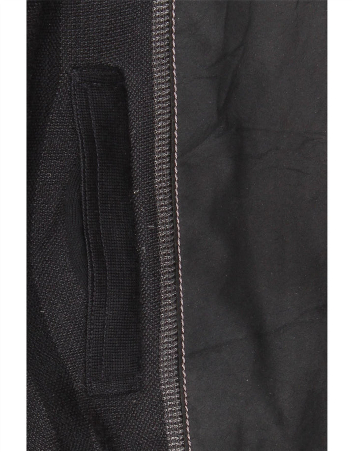 Vintage Mens Knit Bomber Jacket IT 56 2XL Black Colourblock Wool